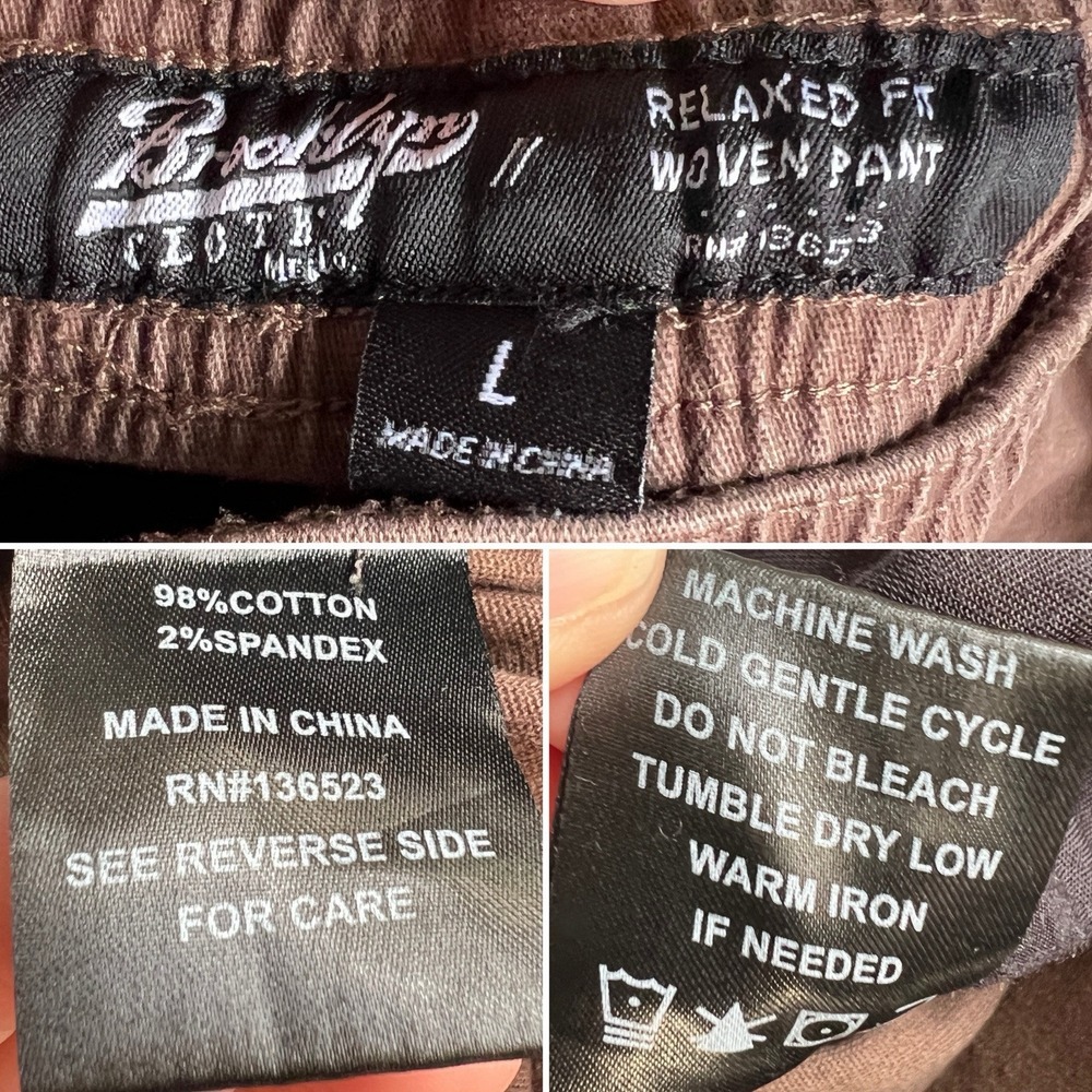 Brooklyn Cloth Pants men's large Pull brown cargo pockets flex stretch 29 inseam - Picture 10 of 15